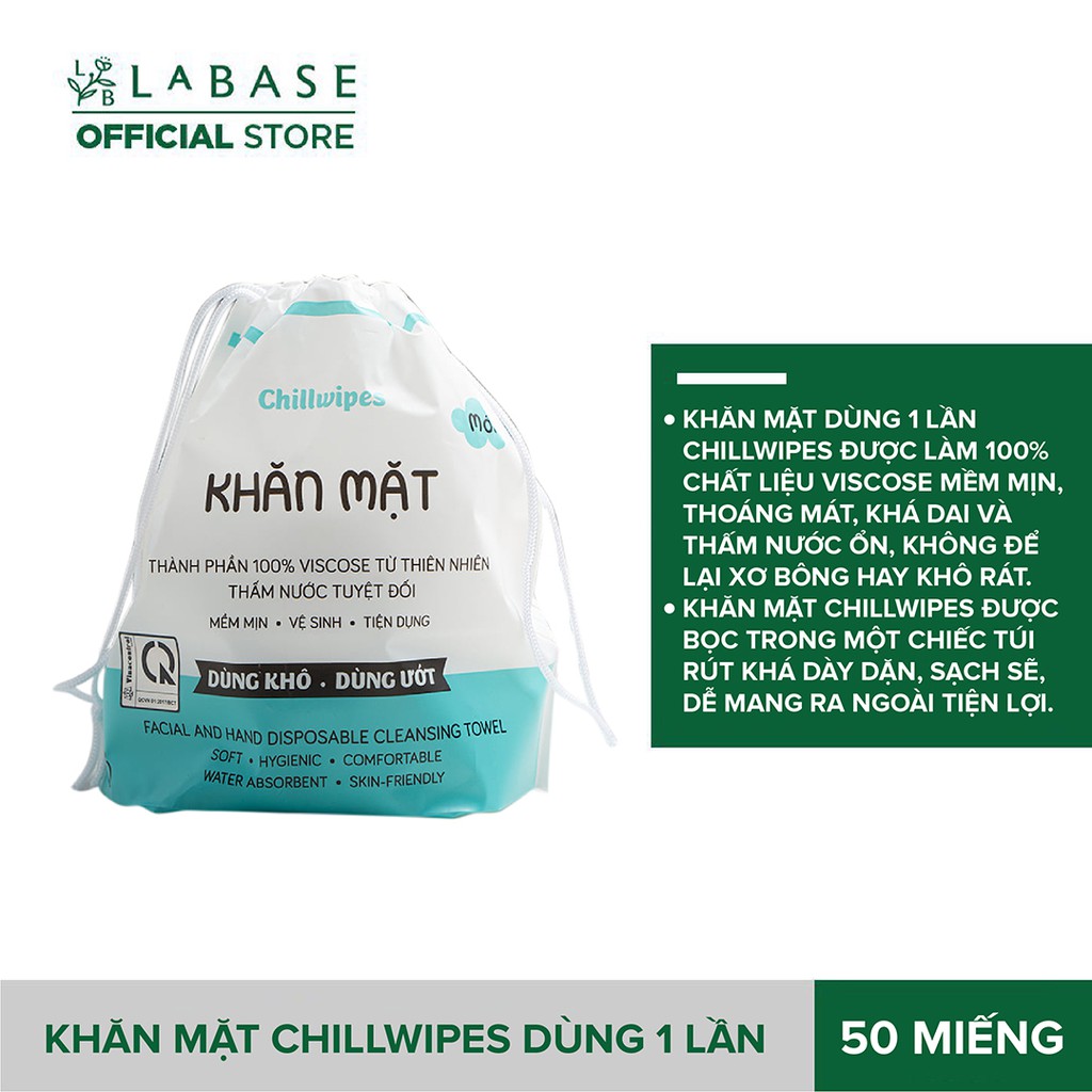 Khăn Mặt Khô Chillwipes, Khăn Lau Mặt Dùng 1 Lần Chillwipes, Lau Ướt (cuộn 80 khăn)