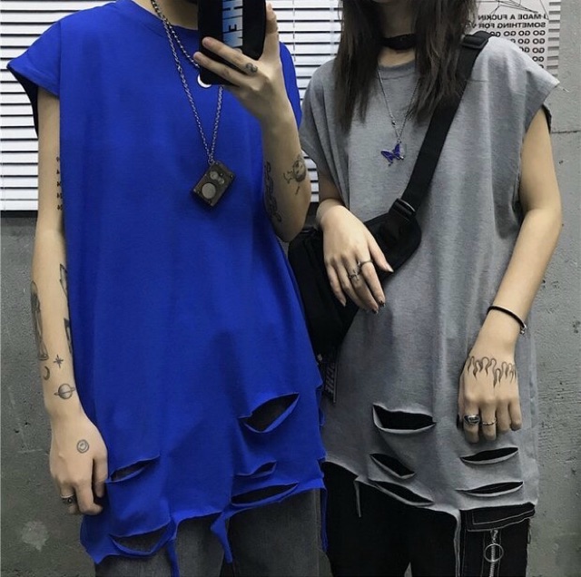 (SẴN) Áo TANKTOP 3 lỗ ulzzang UNISEX rách gấu hot hit 2020 áo tank top rách 2020