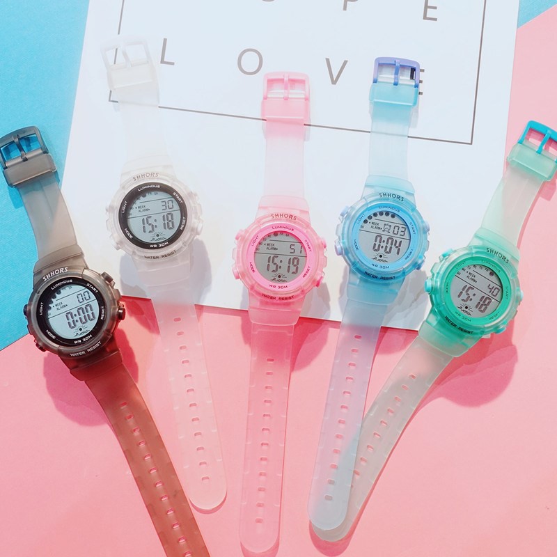 [Size nhỏ] Đồng hồ nữ thể thao Shhors hàng chính hãng dây cao su trong | BigBuy360 - bigbuy360.vn