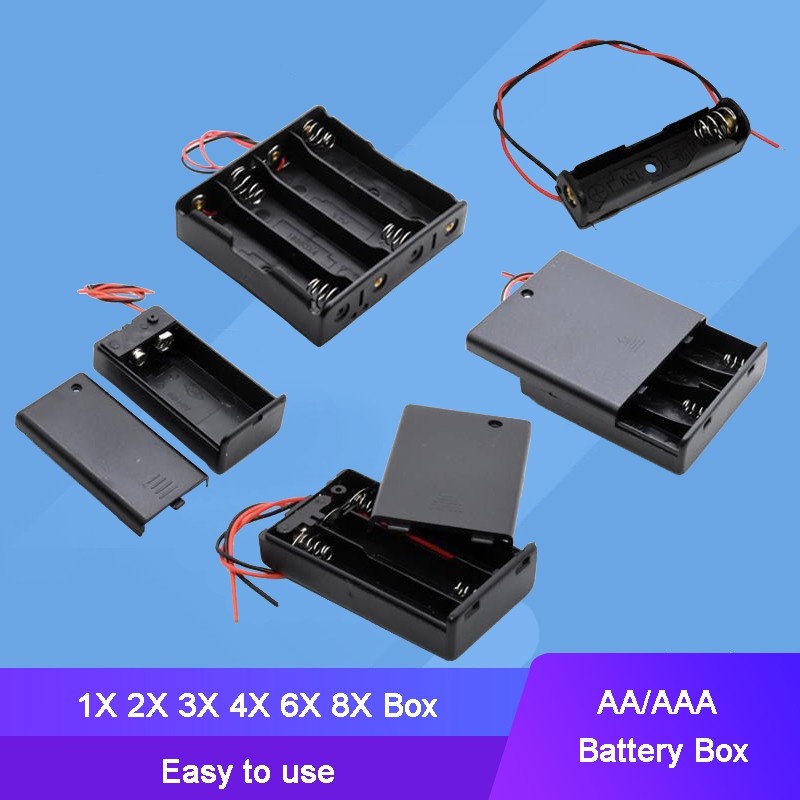 Hộp đựng pin AA kích thước 1/2/3/4/6/8 kèm dây điện