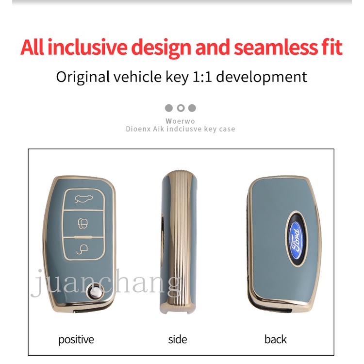 Vỏ chìa khóa điều khiển từ xa bằng TPU mềm 3 nút cho Ford Fiesta Focus 2 Ecosport Kuga Escape Falcon B-Max C-Max Eco Sport Galaxy