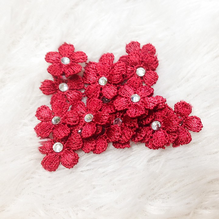 Gói 5 bông thêu 3D hoa mai đính áo kết trang trí trang phục