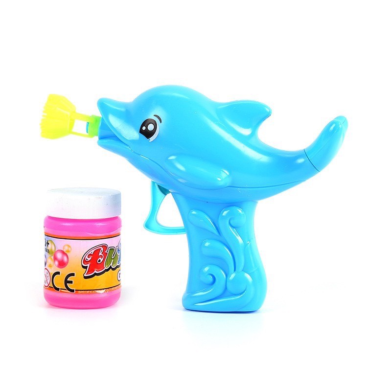 Súng bắn bong bóng xà phòng hình Cá Heo 12cm không cần pin