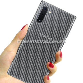 Tấm dán vân Carbon 3D mặt lưng cho Samsung Galaxy Note 10 Lite, Note 10 Plus, Note 10, Note 9, Note 8, Note 7, Note FE