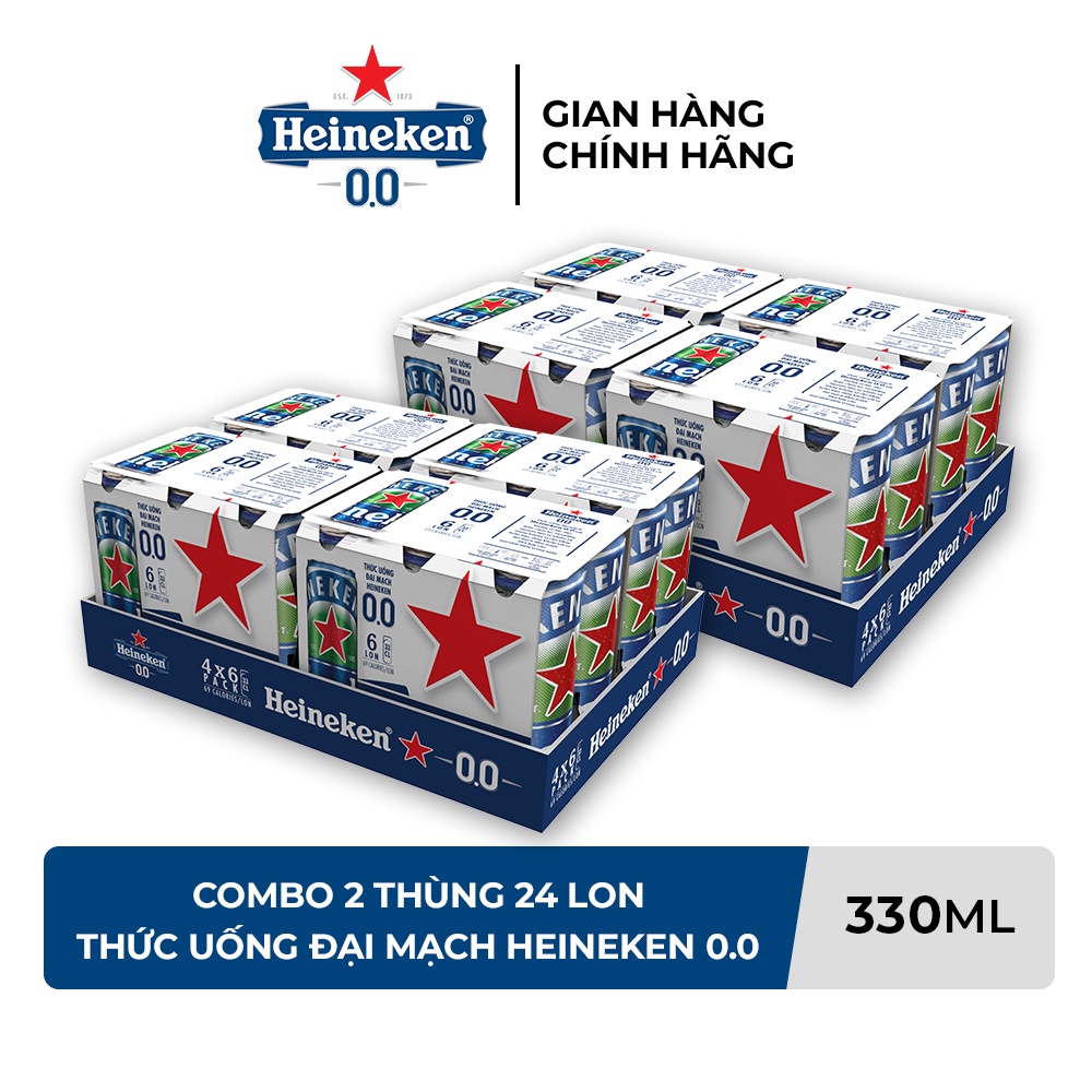 HỎA TỐC HCM Combo 2 Thùng 24 lon Thức uống đại mạch Heineken 0.0 330ml lon