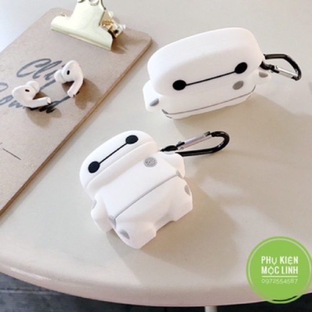 Tặng kèm móc treo - Case Airpod 1 2Vỏ bao AirPods silicon đựng tai nghe Bluetooth Robot Trắng i12 ,i13, i18