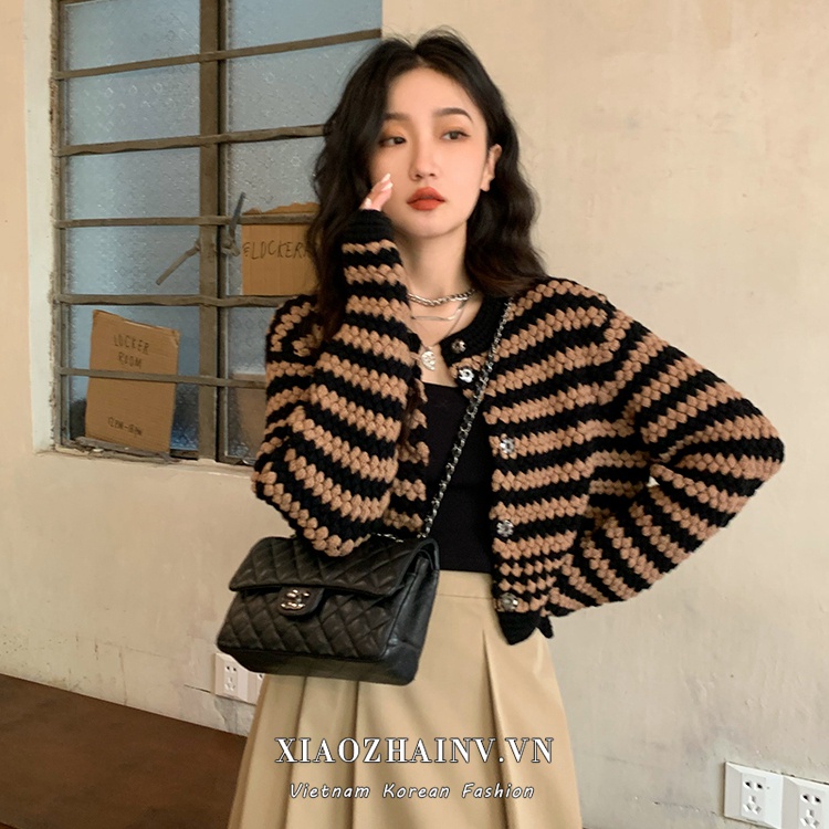 Áo Cardigan Dệt Kim Tay Dài Kẻ Sọc Thời Trang Hàn Quốc Cho Nữ | BigBuy360 - bigbuy360.vn