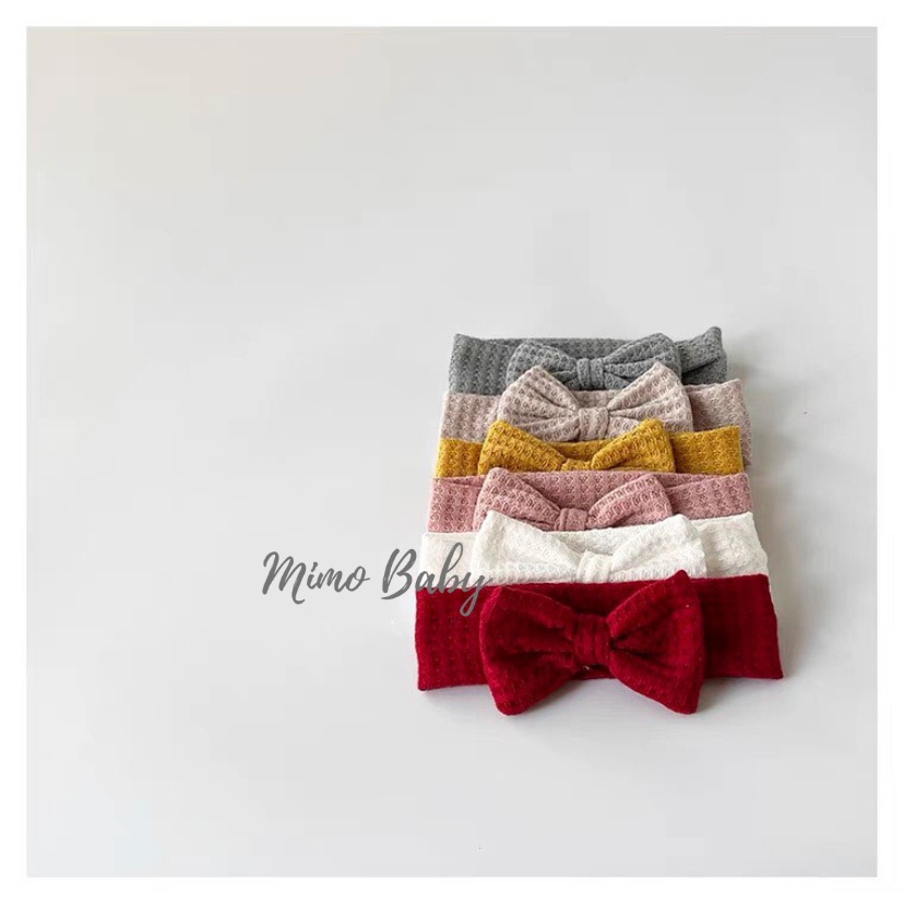 Băng đô bản to chất cotton len, turban đính nơ xinh xắn cho bé gái BD71 Mimo Baby