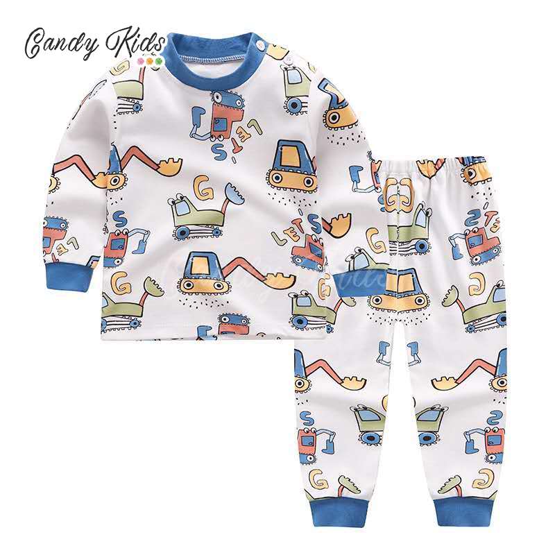 Bộ đồ ngủ pijama chất liệu cotton thời trang thu đông xinh xắn dành cho bé gái