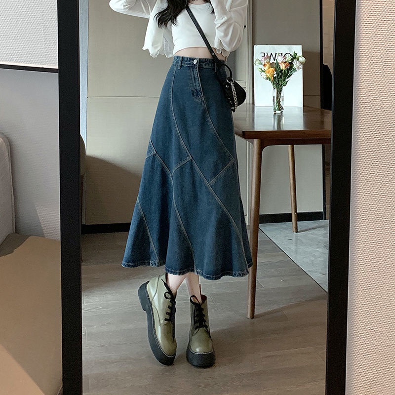 Chân Váy Denim Đuôi Cá Dáng Chữ a Lưng Cao Thời Trang Mùa Hè Mới Cho Nữ