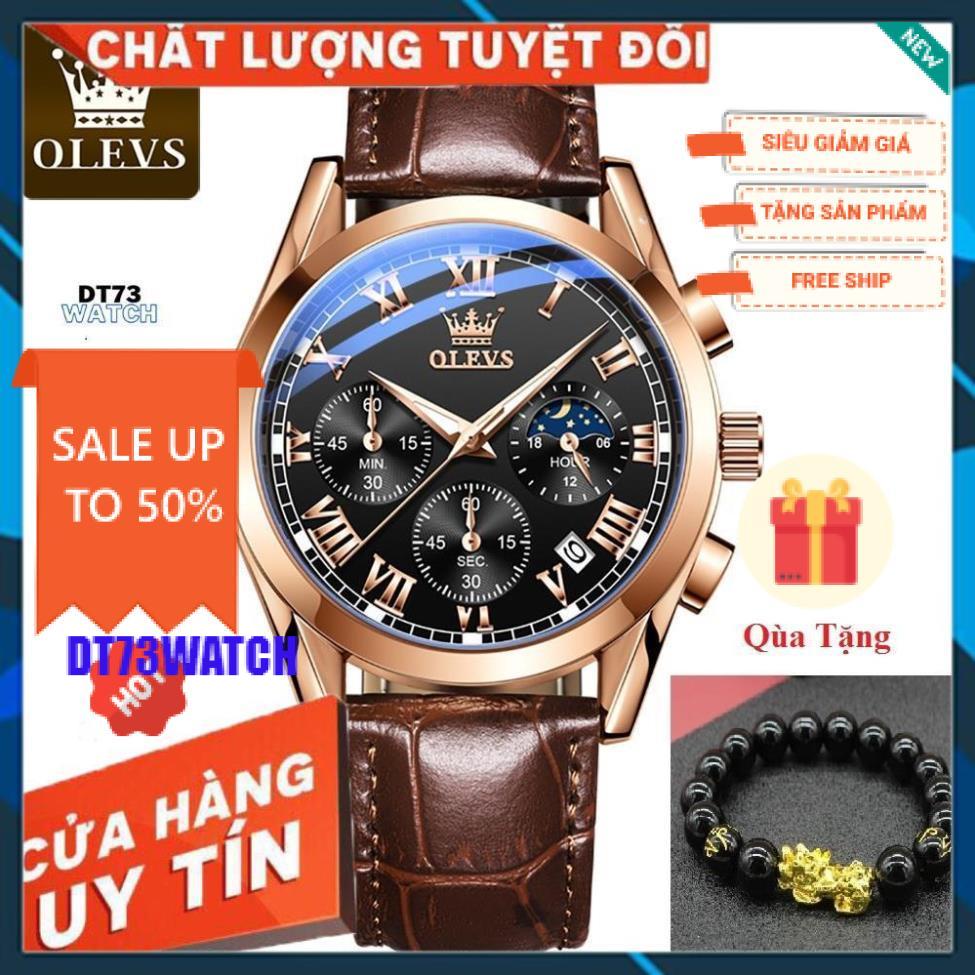Đồng hồ đeo tay nam OLEVS 2871 chống nước,chống xước, cao cấp,có dạ quang,dây da,thời trang,mặt tròn