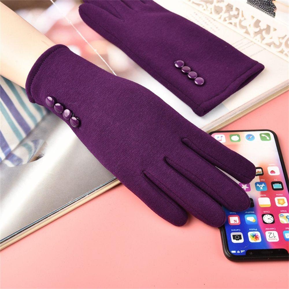 Găng Tay Giữ Ấm Bốn Nút Có Thể Chạm Màn Hình Cảm Ứng Thời Trang Thu Đông