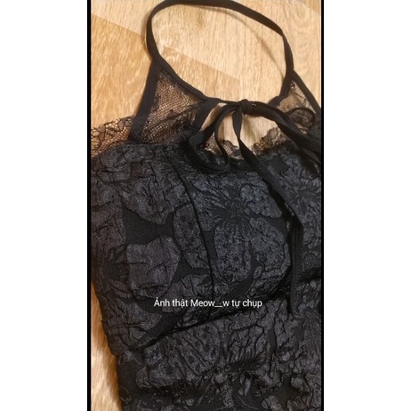 Áo Croptop Ren Tiểu Thư Cổ Yếm Có Mút Đệm Ngực Ôm Body Quyến Rũ Chụp Ảnh, Đi Biển Sống Ảo Xinh Xắn