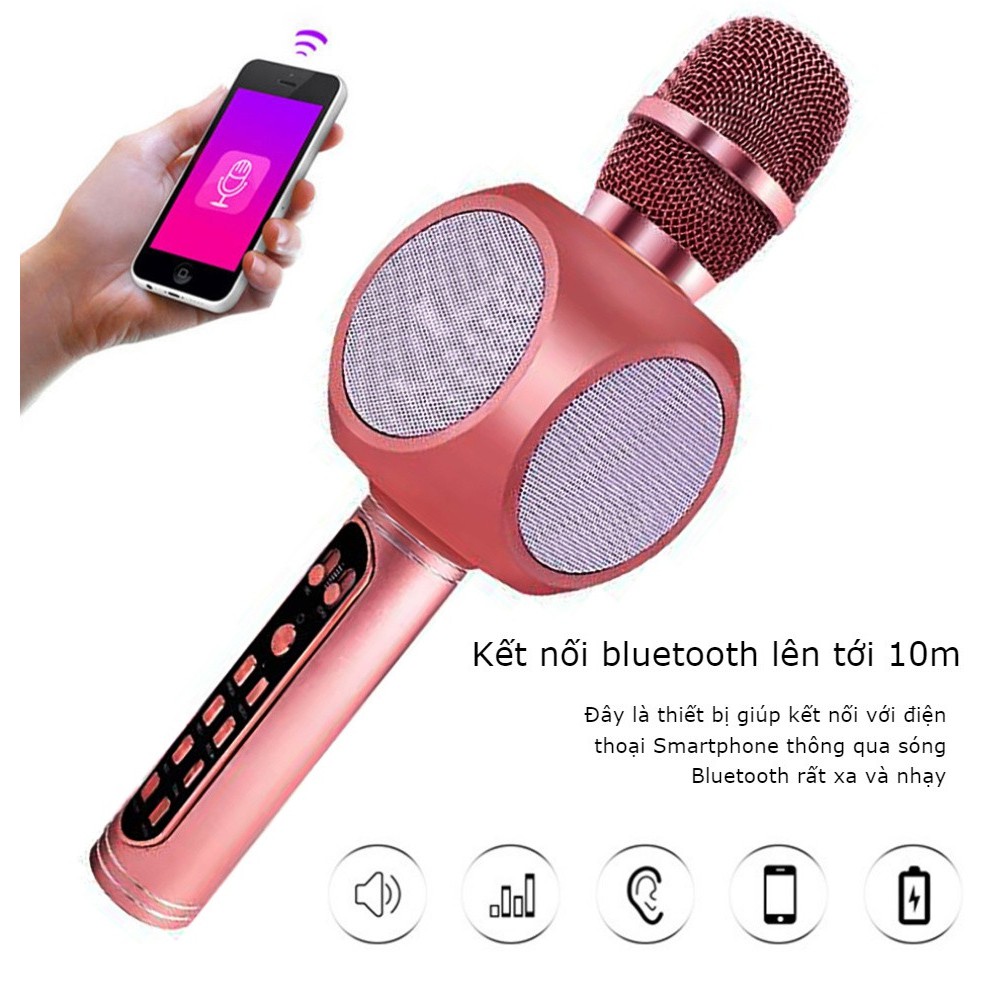 [Mã ELHACE giảm 4% đơn 300K] Micro karaoke GrownTech YS 90, hát nhạc có chức năng thu âm kiêm loa blutooth