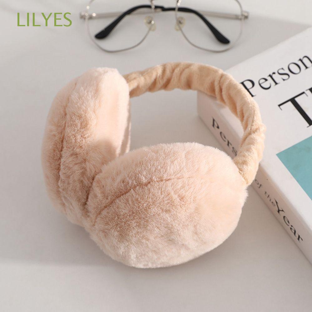 Miếng bịt tai bằng vải lông dày mềm mại ấm áp thiết kế dễ thương có thể gập lại phong cách Hàn Quốc cho nữ