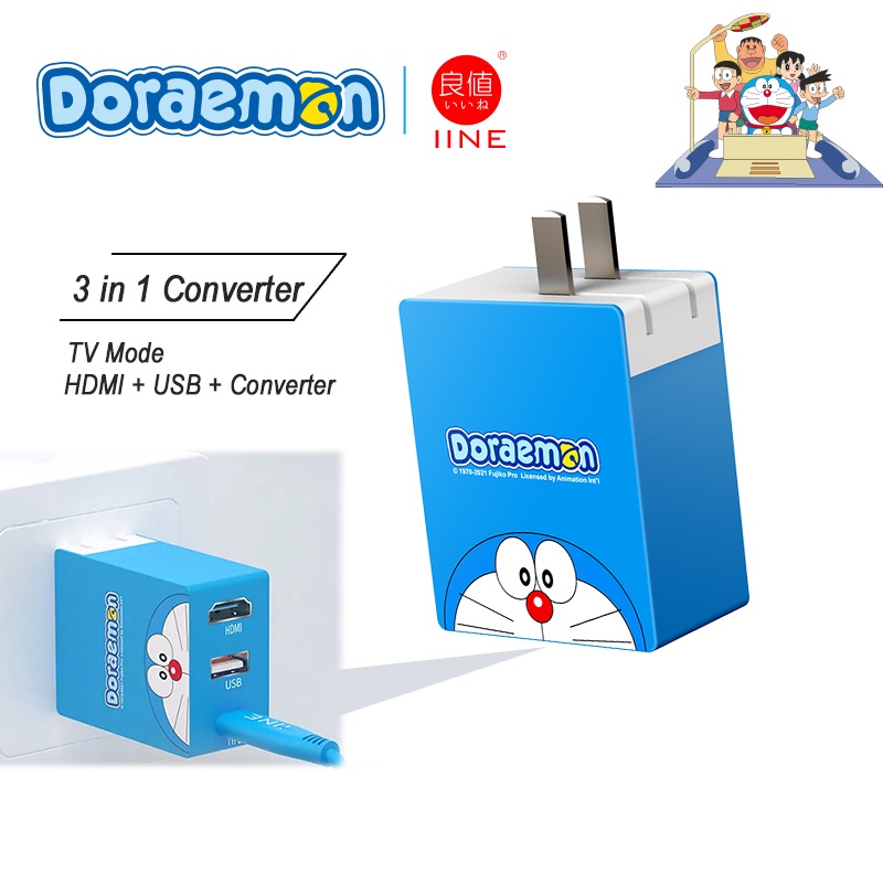 Bộ sạc tích hợp bộ chuyển đổi hdmi video IINE in hình doraemon cho máy chơi game Nintendo Switch