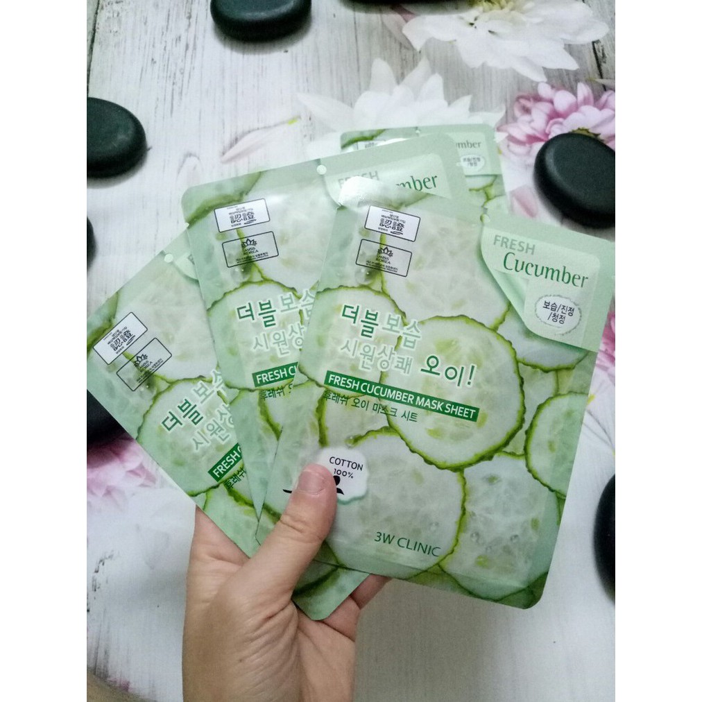 Mặt nạ dưỡng da chiết xuất từ dưa leo 3W CLINIC FRESH CUCUMBER MASK SHEET 23ml