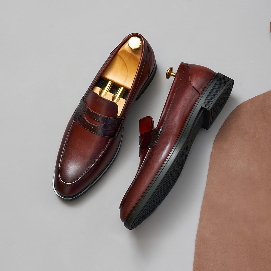 Giày Loafers nam LAFORCE da bò GNLA1268-NDO Tặng Tất Nam Cao Cấp