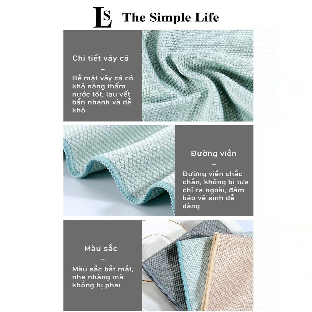 Khăn lau bếp 2 mặt siêu thấm, khăn lau tay, chén đĩa, lau bếp vảy cá siêu sạch đa năng, mềm mịn, cao cấp [CHÍNH HÃNG]