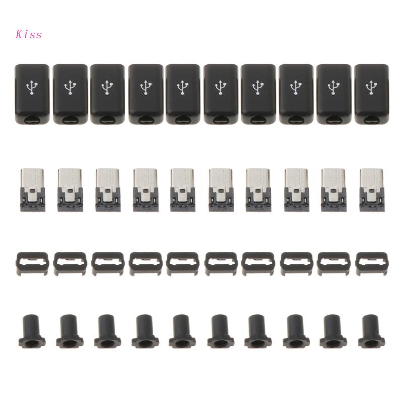 Set 10 Đầu Nối Cổng Cắm Micro USB 5 Pin Kèm Vỏ Nhựa 4 Trong 1