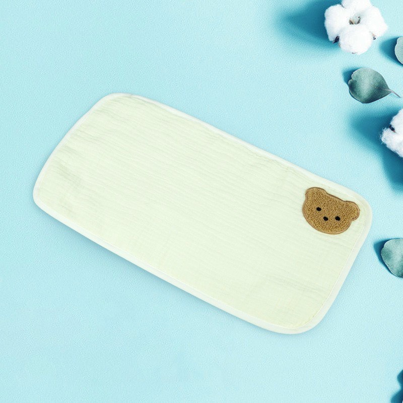Gối Lót Sơ Sinh Hàn Quốc 6 lớp Họa Tiết Thêu Gấu Dễ Thương Chất Sợi Tre Mềm Mại