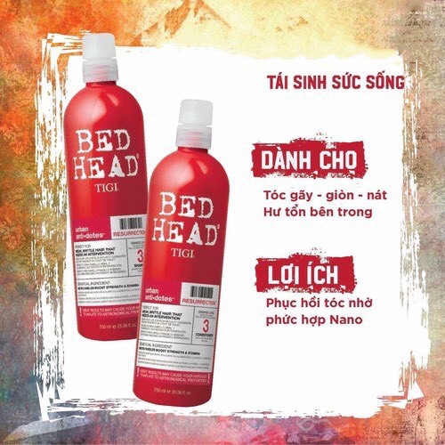 [Cam kết 100% Auth ] Bộ Dầu gội + xả Tigi Bed Head USA 750ml phục hồi cấp độ 3 (Hàng Mỹ)