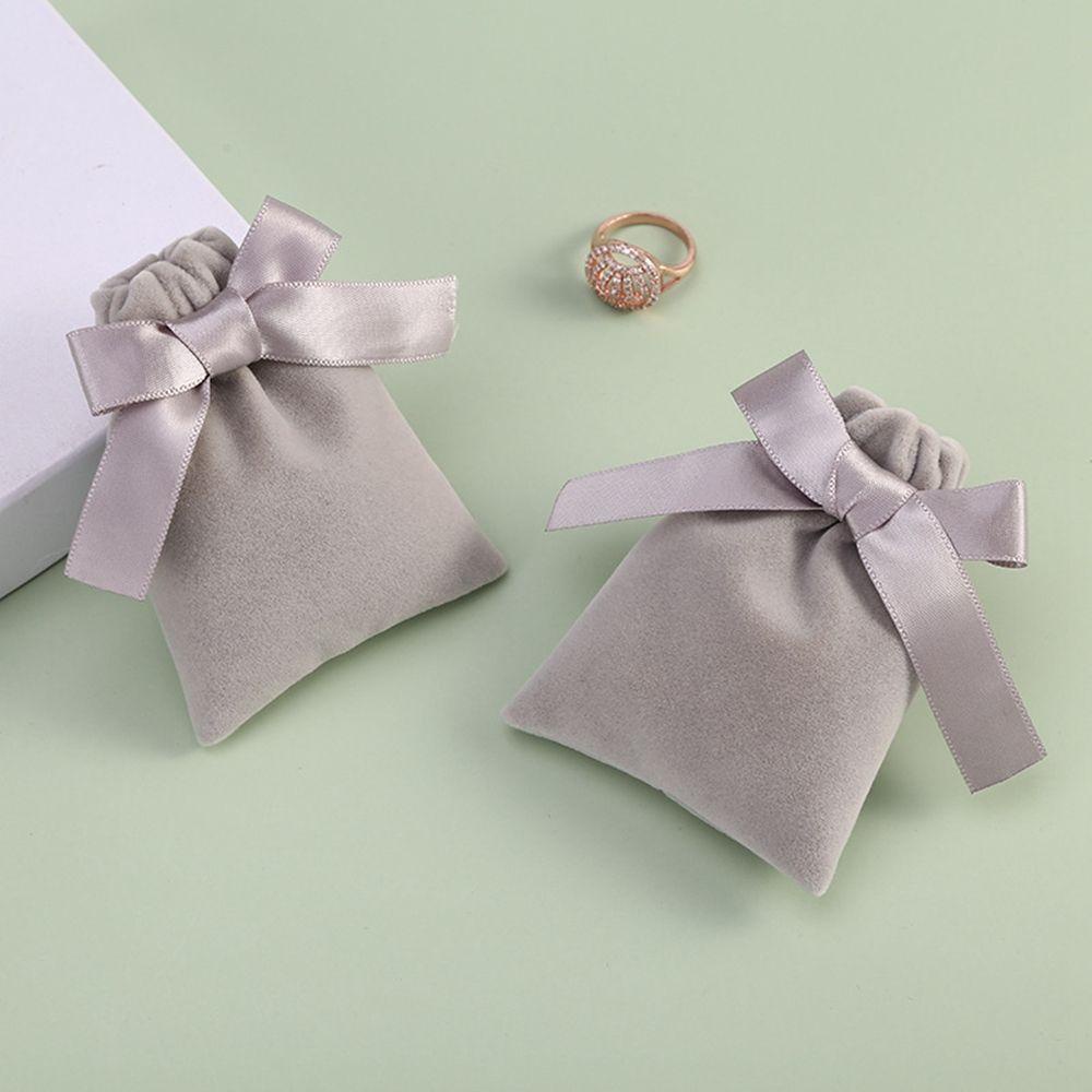 Túi Đựng Quà Vòng cổ Bằng Vải Flannel Phối Ruy Băng Thời Trang