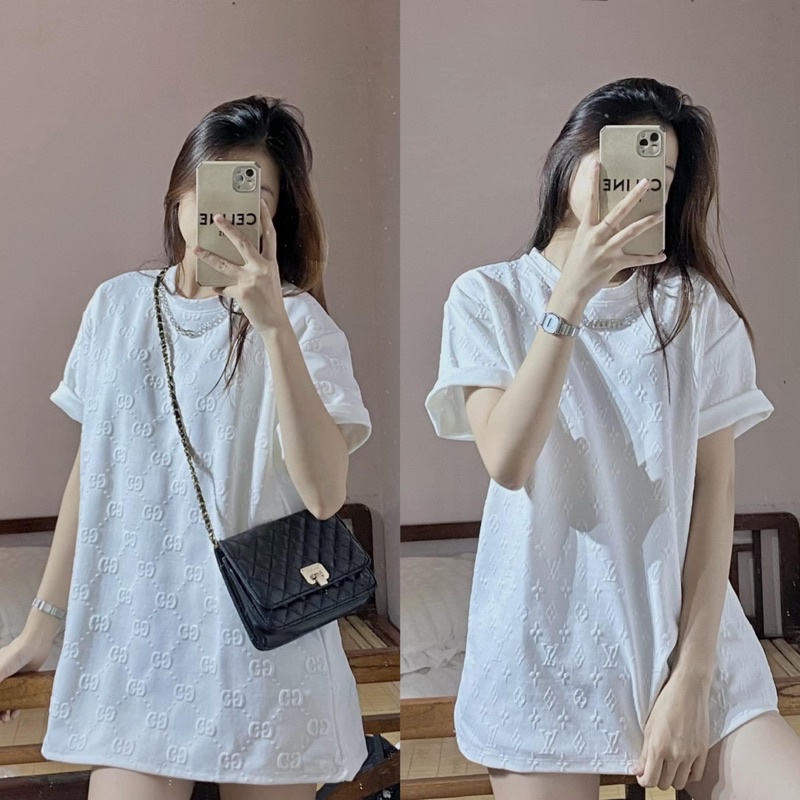 Áo phông xốp dập nổi form thụng giấu quần