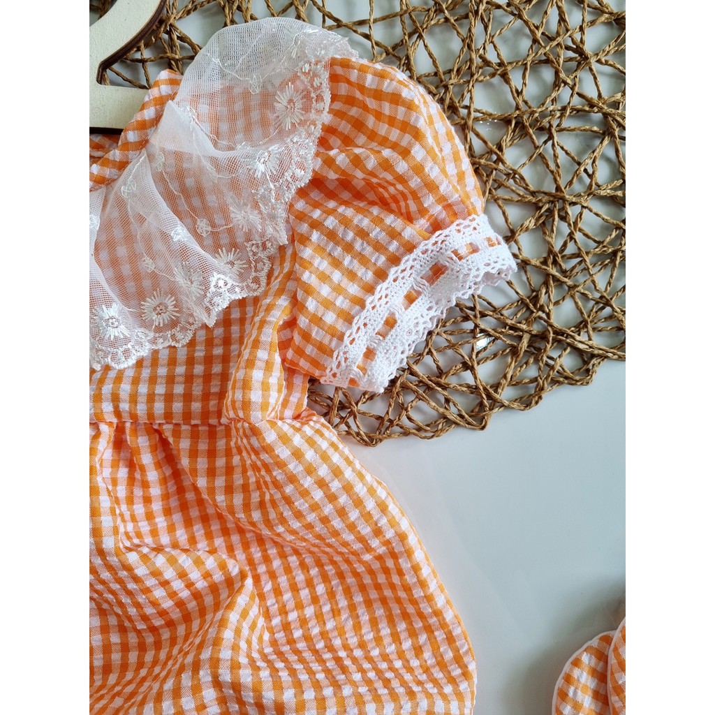 Bodysuit caro đẹp bé gái ❤️ FREESHIP ❤️ BODY đùi cho trẻ em gái chất thô xốp cotton (kèm turban,giày vải) size ss - 13kg