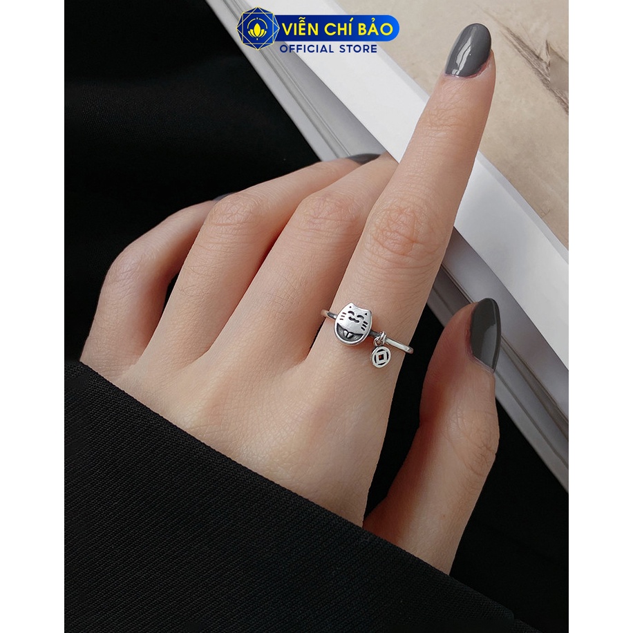 Nhẫn bạc nữ hình Mèo Kim Tiền chất liệu bạc 925 thời trang phụ kiện trang sức Viễn Chí Bảo N000456