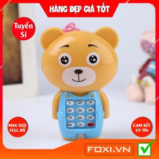 Điện thoại hình gấu đáng yêu-phát nhạc-có đèn cho bé-Đồ chơi thông minh phát triển IQ-EQ