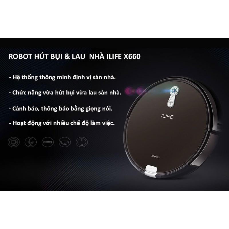 ILife X660 Máy Hút Bụi Lau Nhà 2 trong 1 Chế Độ Quét Lịch Trình Thông Minh, Sản phẩm chính hãng