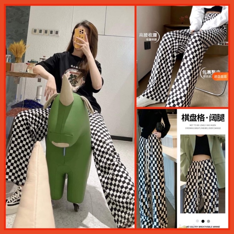 Quần  Ống Suông Caro  Nữ [FREESHIP] 🌸 Quần culottes ống rộng dáng dài chất nhung Ullzang 🌸