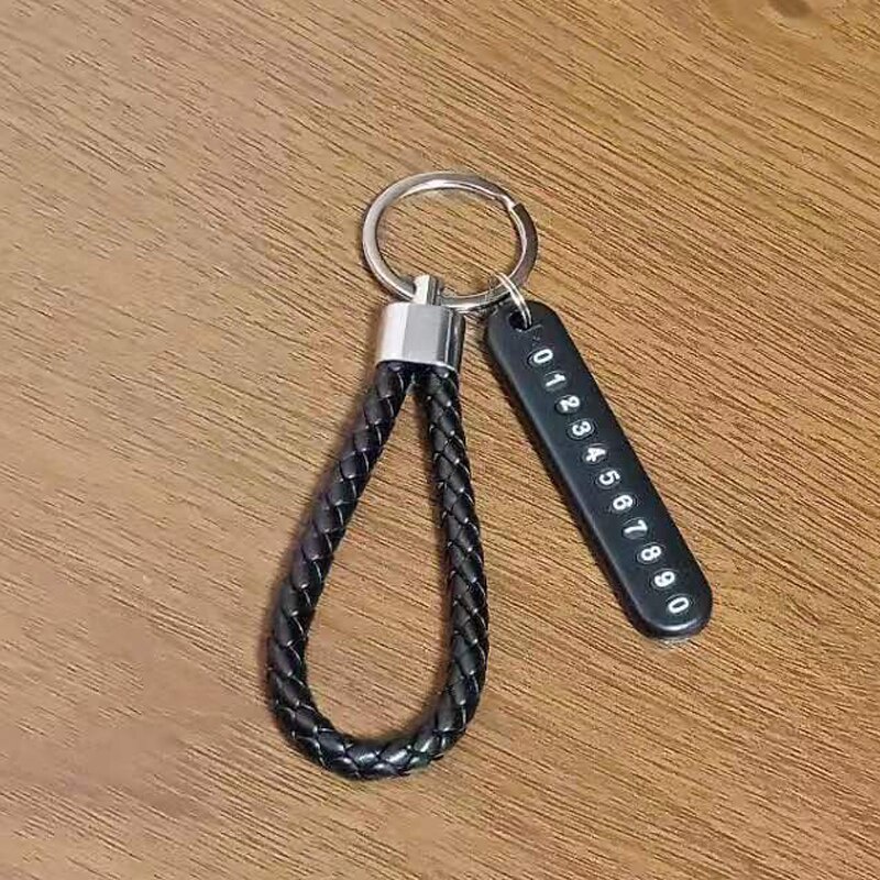 1 Cái / 2021 Móc Chìa Khóa Xe Hơi Dạng Tròn Đính Kim Cương Màu Mới Chống Mất Số Điện Thoại