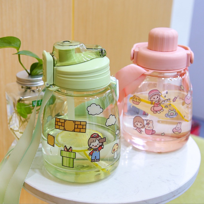 Bình nước 1300ml chịu nhiệt (kèm sticker và charm trang trí) siêu xinh BAG U BINHNUOC137