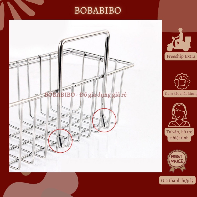 [FREESHIP] Giỏ Treo Inox Không Rỉ Đựng Miếng Rửa Bát, Kệ Đựng Miếng Rửa Bát Inox Dán Tường Chịu Lực Bobabibo