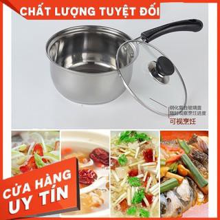 Nồi Nấu Bột, Nấu Cháo Đồ Ăn Dặm Cho Bé Inox 304 Size 18Cm Dày Dặn, Cao Cấp - SS