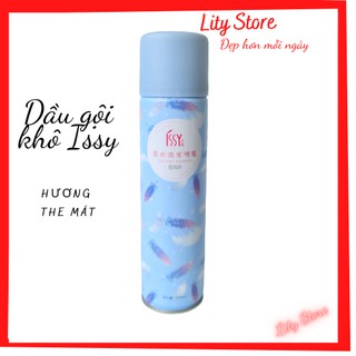 Dầu gội khô ISSY màu xanh the mát, Xịt gội đầu khô không cần nước 150ml giúp tơi tóc, phồng tóc.