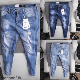 Quần jean rách ZR vnxk slim fit có thun co dãn thoải mái