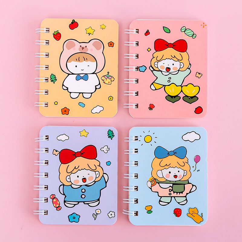 Sổ Tay A7 Ghi Chép Mini Cute, Sổ Ghi Chú Lò Xo Hoạt Hình Xinh Xắn ANANStore