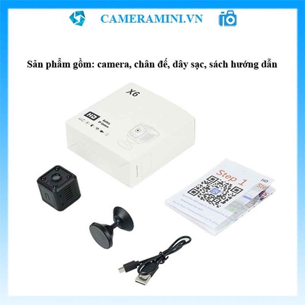 Camera Siêu Nhỏ Wifi X6 FULLHD 1080P Đa Năng- Hồng Ngoại Quay Ban Đêm, Hình Ảnh Sắc Nét Cả Ngày Và Đêm, Pin Dung Lượng K | WebRaoVat - webraovat.net.vn