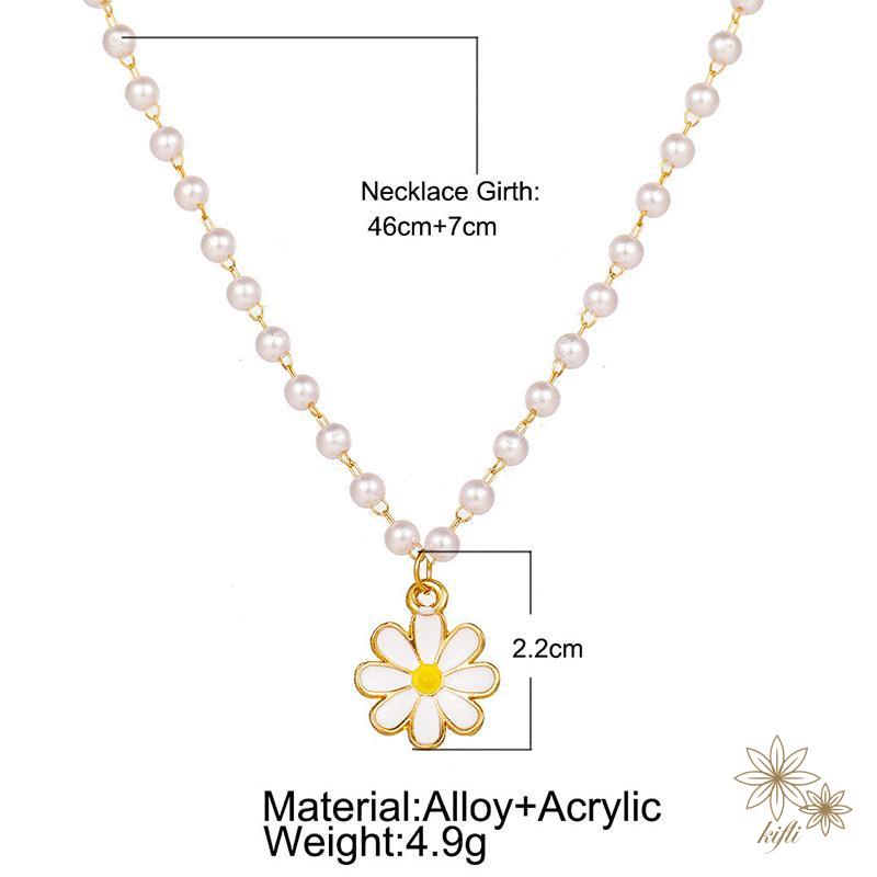 Vòng Cổ Choker Mặt Hoa Cúc Đính Ngọc Trai Thanh Lịch Thời Trang Mới Dành Cho Nữ