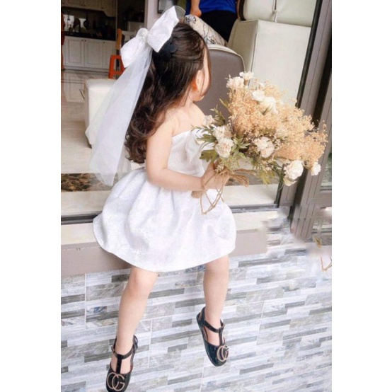 Đầm phụ dâu baby kèm lup