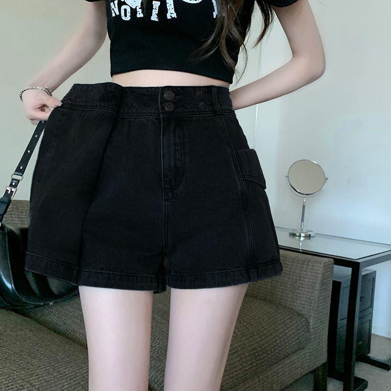 Quần Short Denim Eo Cao Dáng Rộng Phong Cách Retro Mỹ Thời Trang Mùa Hè Hàng Mới Dành Cho Bạn Nữ 2022