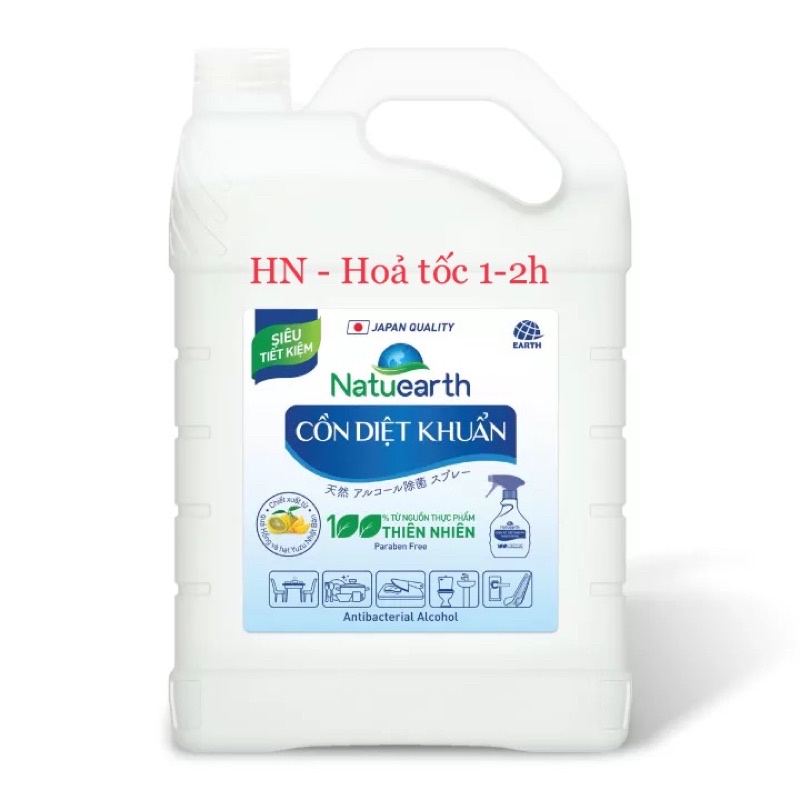 Cồn diệt khuẩn Natuearth Can 3,8kg - Ức chế vi khuẩn SA®s-C0√-2 (Chất lượng Nhật Bản)