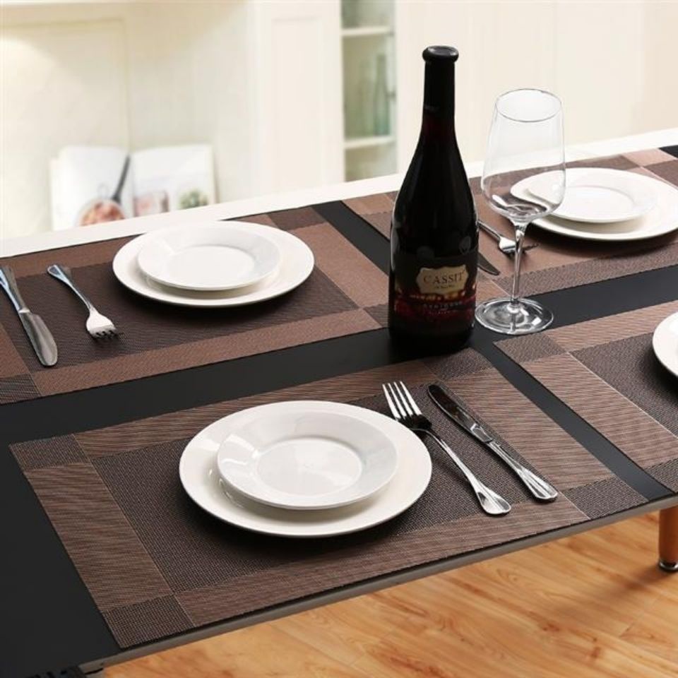 4 miếng placemats phương tây, nhiệt tấm cách nhiệt, thảm chống bỏng bàn, trải bàn thấm và dầu gia dụng, khăn hình chữ nh