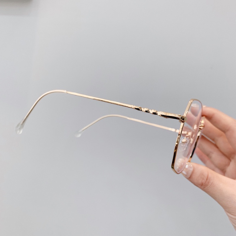 Kính cận thời trang nam nữ gọng kim loại hình đa giác, mắt kính không độ phong cách Hàn Quốc ABICA 045