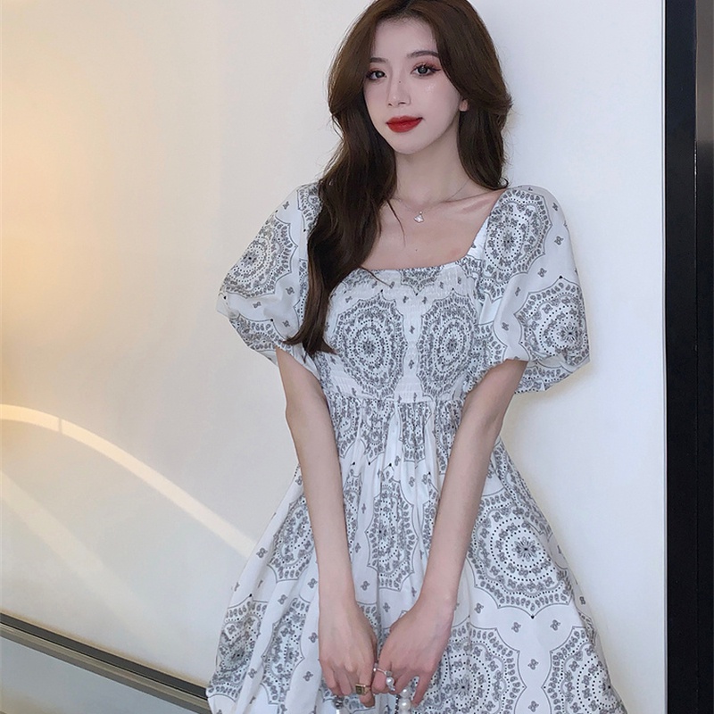 Đầm Perty hoa tay phồng phong cách Hàn Quốc thời trang cho nữ