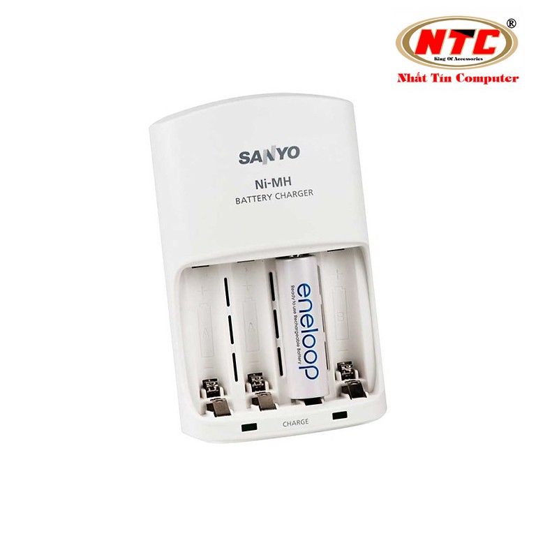 Box sạc nhanh Sanyo MQN06 dành cho pin sạc AA và AAA - hỗ trợ sạc nhanh (trắng)