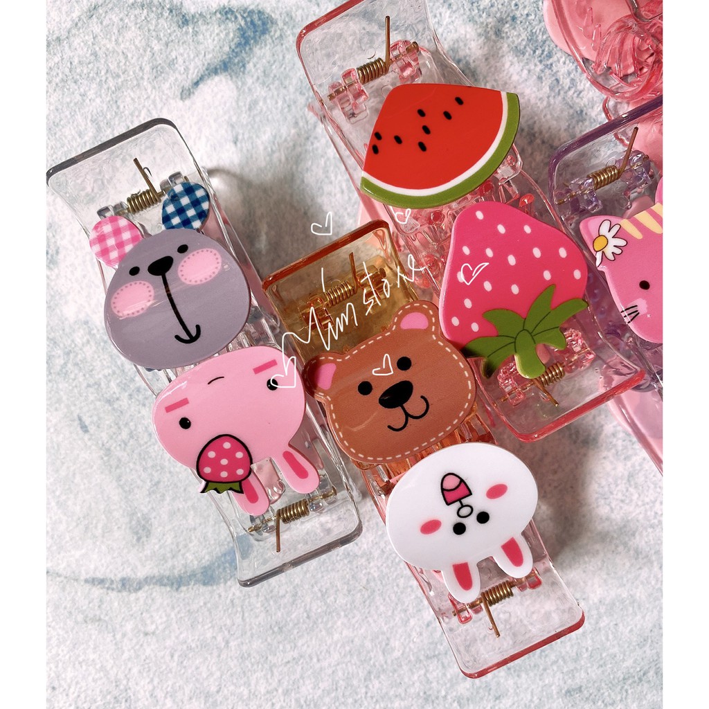 Kẹp tóc càng cua 5 RĂNG chuột micky trắng hồng TÍM STORE phụ kiện búi tóc 5R charm dễ thương
